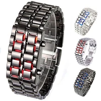 lava iron samurai mens watch luxury stainless steel band led watches men sports electronic watch led digital watch reloj hombre