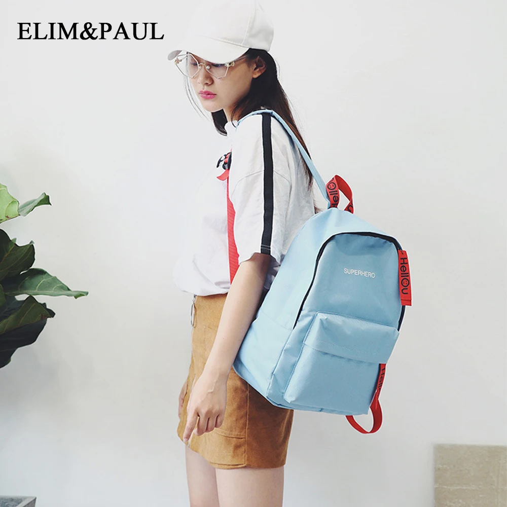 2018 new letter print fashion middle school student bag college canvas solid smiley travel large capacity tide | Багаж и сумки