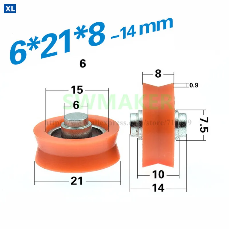 1pcs 6*21*8mm door and window pulley non-standard V groove wheel nylon POM polyformaldehyde bearing | Обустройство дома