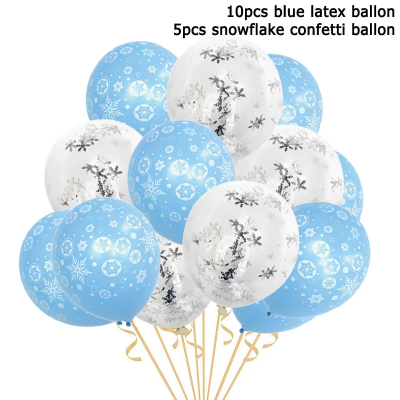 15pcs Blue 15 шт Рождественские снежинки шары снег день рождения тема конфетти воздушные шарики, детские игрушки Рождественские новогодние вечерние принадлежности - Цвет: 15pcs Blue