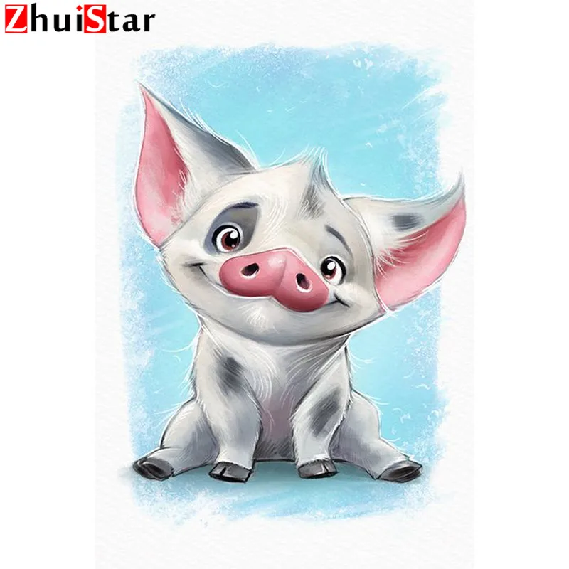 

Cross stitch 5D DIY cute cartoon pig diamond painting full square diamond inlaid diamond embroidery digital painting crafts ZWQ