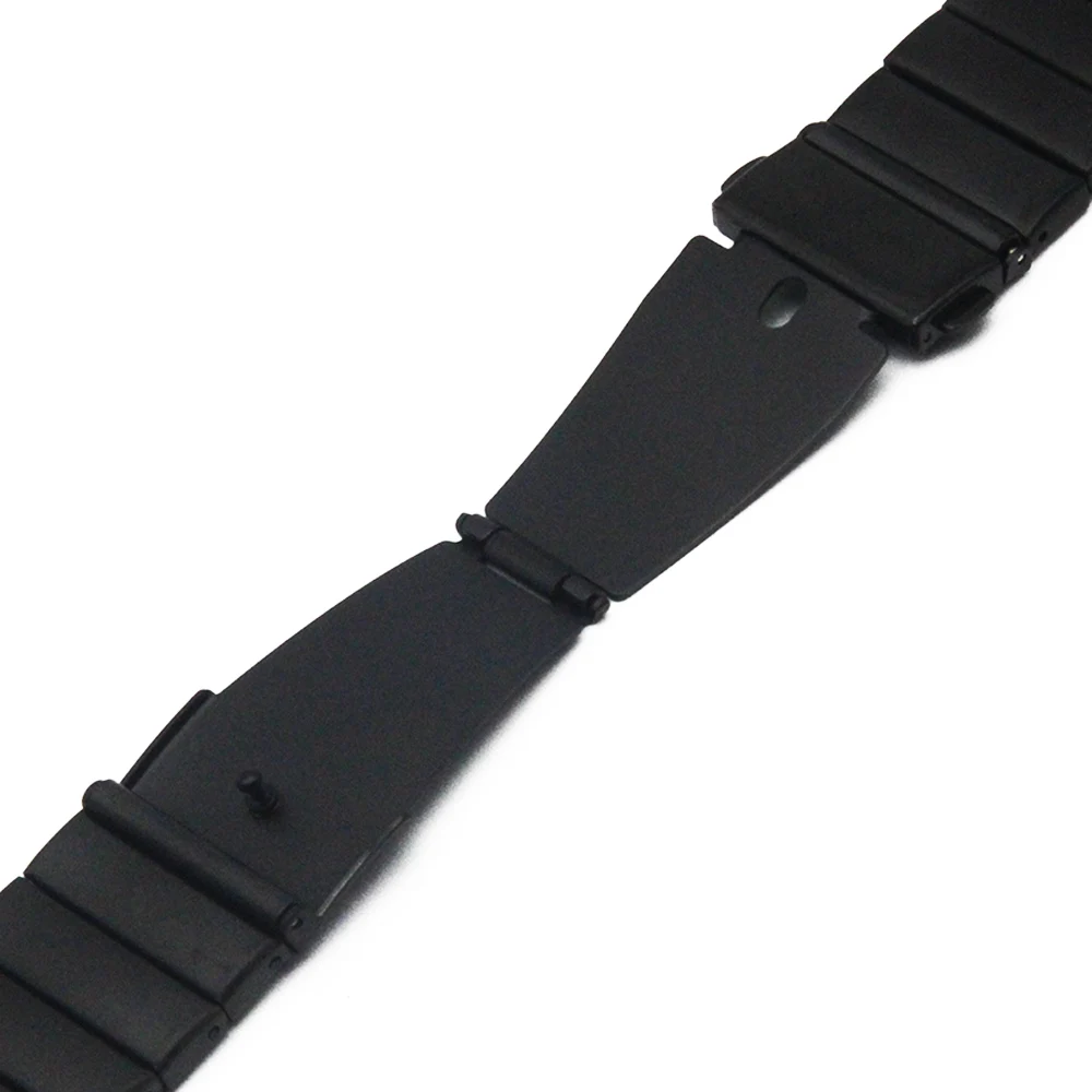 Stainless Steel Watch Band 22mm for Pebble Time / Steel Folding Clasp Strap Loop Wrist Belt Bracelet Black Silver + Spring Bar