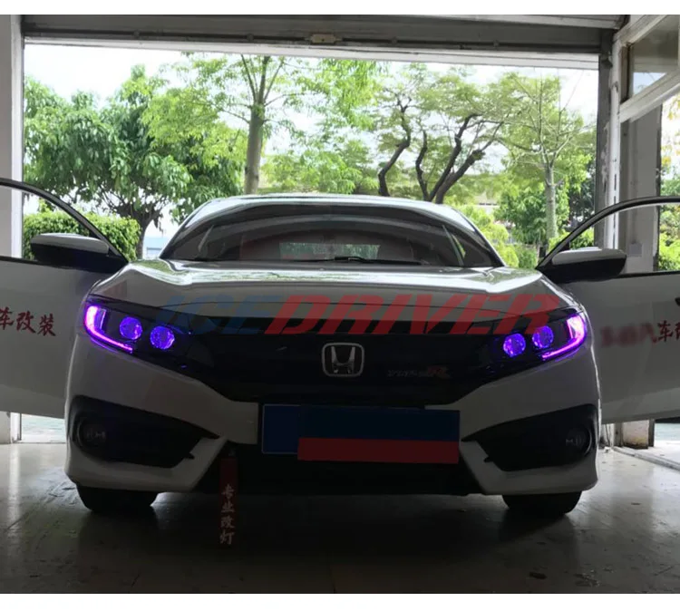 Icedriver для Honda Civic DRL RGB многоцветный светодиодный щит десятое поколение дневных ходовых огней красный синий Демон освещение для глаз лампа