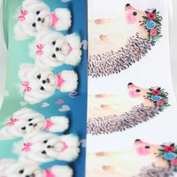 cute 3 inch cartoon printed grosgrain hedgehog dog ribbon 75mm wedding decoration diy bows ribbons 5 10 yards