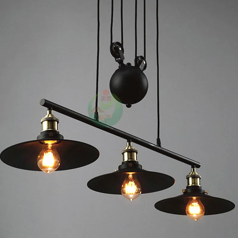 Скандинавские промышленные подвесные светильники RH чердак шкив Регулируемый