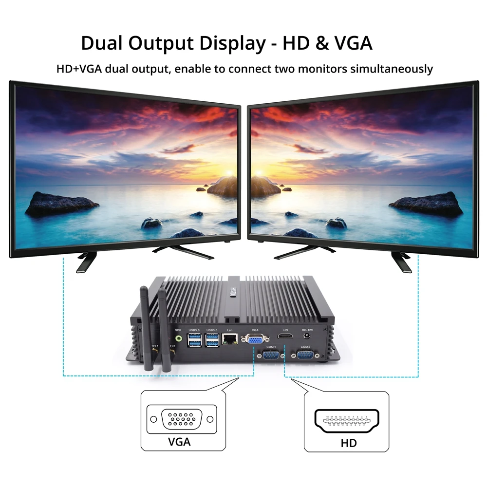 Промышленный компьютер i5 мини ПК Windows 10 с Intel Core i3 4010U 5005U 4200U 5250U 2 RS232 COM VGA 4 USB3.0 |