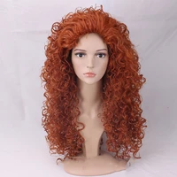 high quality brave princess merida wig long orange curly heat resistant synthetic hair wigs wig cap