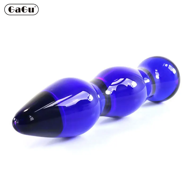 GaGu Blue Glass Dildo Anal Beads Toy Adult Crystal Female Sex Product Pyrex Thick Dildos Lesbian |