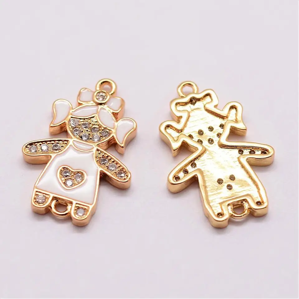 10 шт. золотистые Платиновые шармы с эмалью для браслетов|nickel free|cubic zirconiamicro pave |