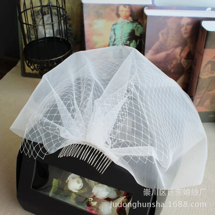 Короткие румяна цвета слоновой кости свадебная фата Фата для птичьей клетки с