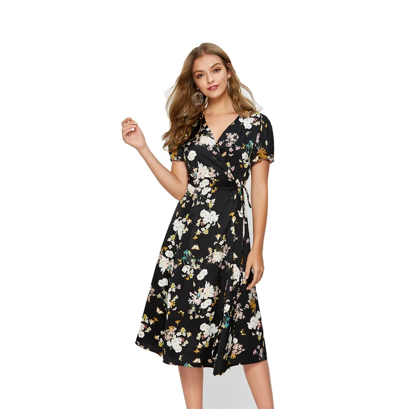 Женское шифоновое платье-миди Escalier летнее платье с цветочным принтом разрезом