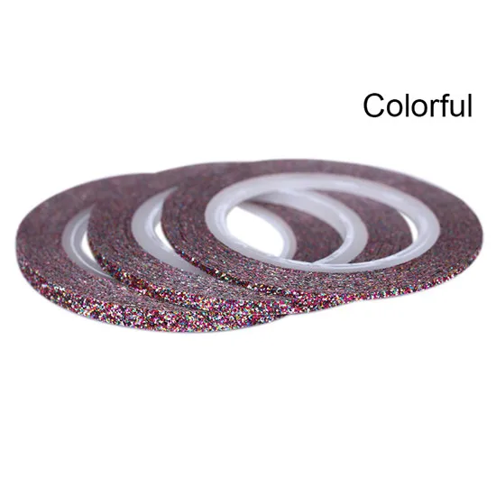 Colorful 1mm 2mm 3m 3 шт Матовая блестящая жемчужная оболочка конфетного цвета для ногтей, полоскающая лента для ногтей, линия 1 мм, 2 мм, 3 мм, клейкие наклейки для нейл-арта - Цвет: Colorful 1mm 2mm 3m