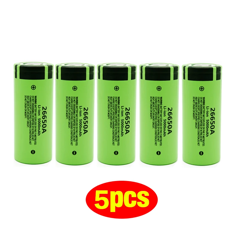 5pcs Аккумулятор для Panasonic 26650A 3,7 V 5000 mAh высокой емкости 26650 литий-ионные аккумуляторы - Цвет: 5pcs