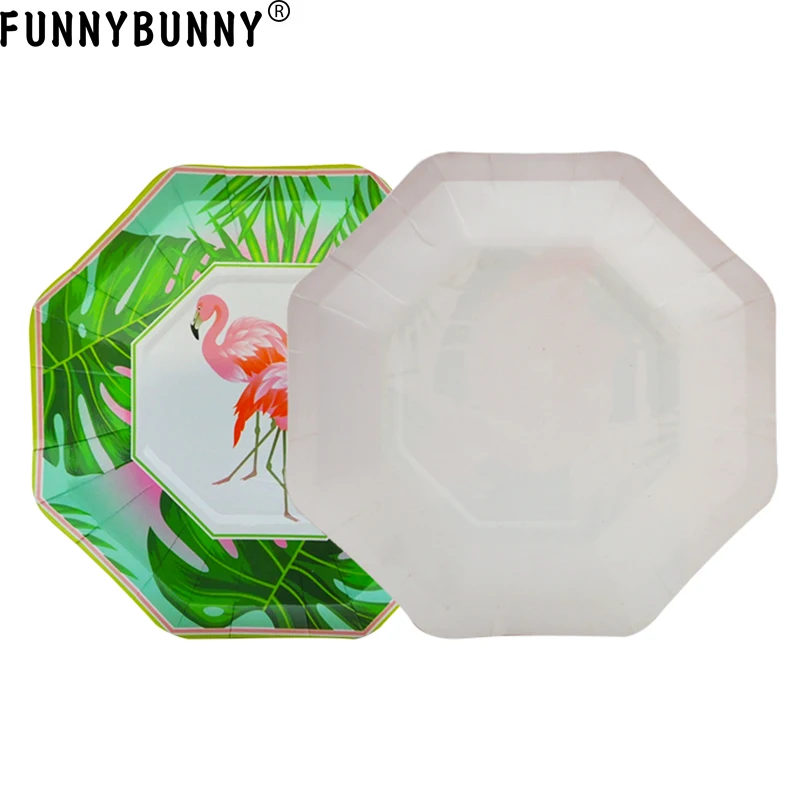 Одноразовые бумажные тарелки FUNNYBUNNY для вечеринок в стиле фламинго | Дом и сад