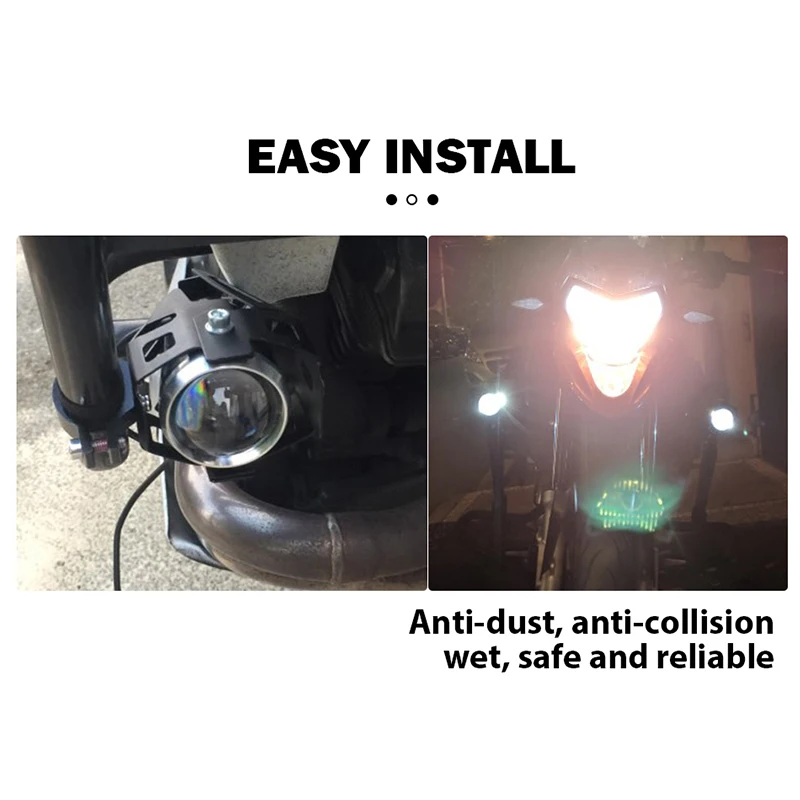 Motorcycle Headlight Motorbike Upper Low Beam Flash Motos 125W U5 LED Waterproof 12V spotlight Driving car Fog Spot Head Light |