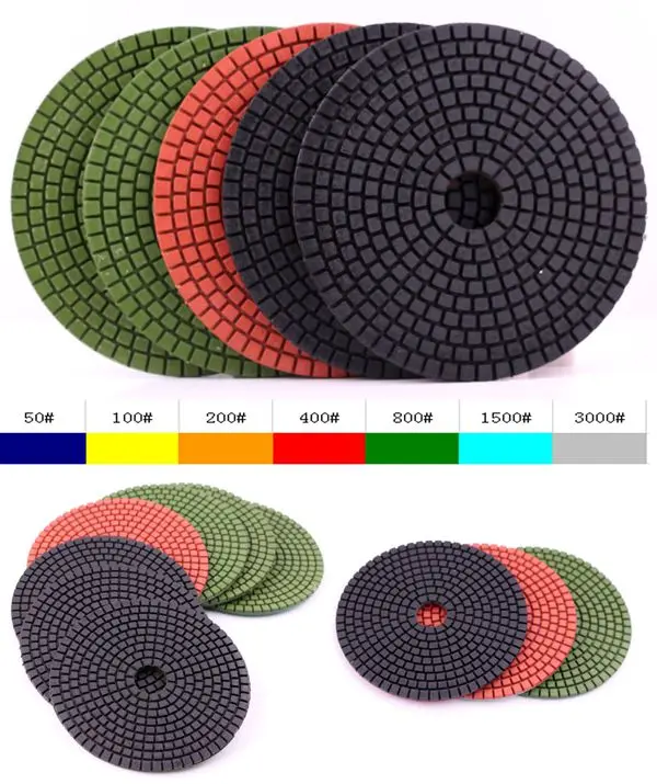 400# Premium Wet 5&quot(125mm) with 2.5mm flexible wet angle grinder polishing pads for Granite and Marble | Инструменты