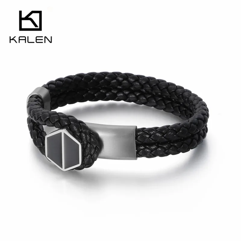 KALEN 20 см нержавеющая сталь золото/серебро/черный браслет из шестиугольников