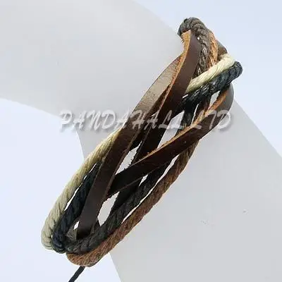 

50 strands Adjustable Mens Gifts for Valentines Day Multi-strand Imitation Leather Bracelets 60mm