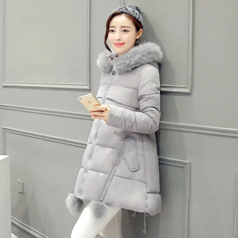 2018 зимнее пальто для девочек длинное уплотненное корейское с меховым воротником