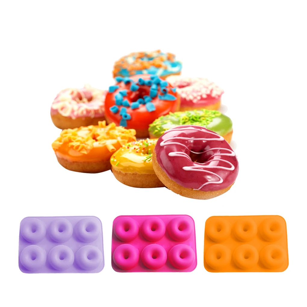 Elenxs Doughnut Mold 6-Grids Donut Baking Pan Mould Non-Sticky Cake Cookie Silicon Kitchen Tools Hot |