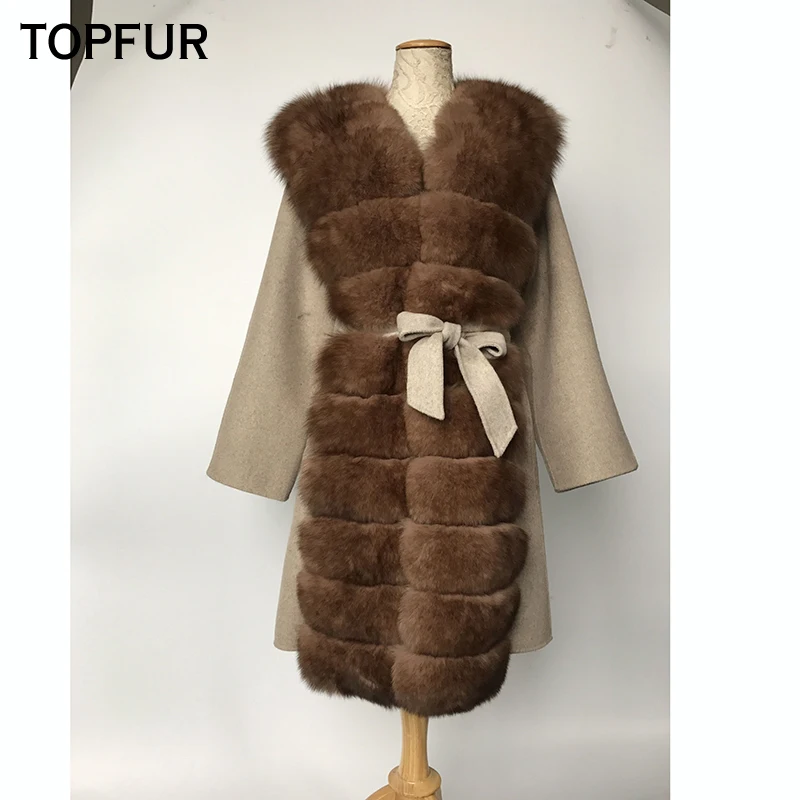 TOPFUR роскошное новое пальто из натурального меха Женское зимнее шерстяное
