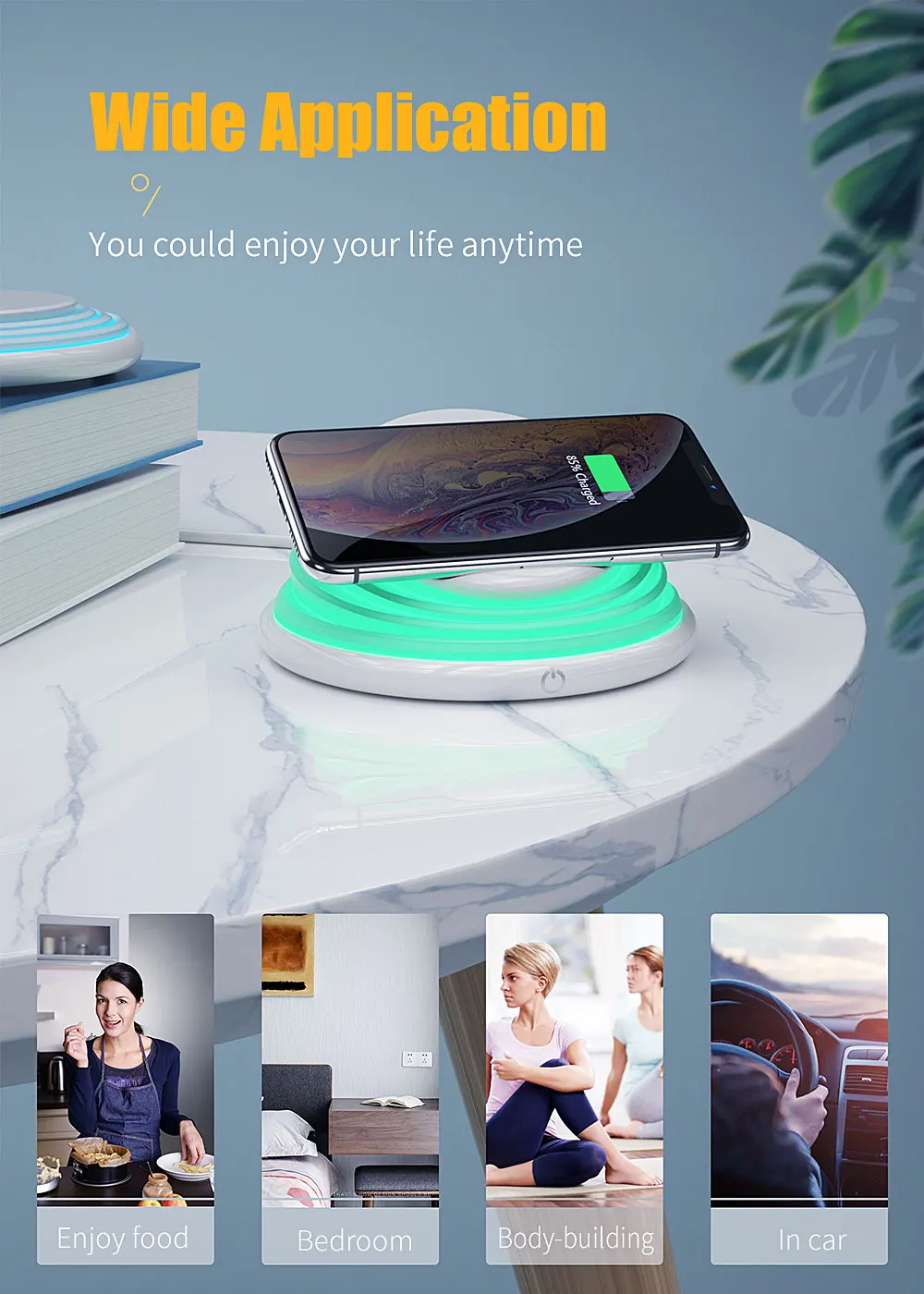 Беспроводное зарядное устройство Essager Qi для iPhone 11 Pro Xs Max samsung быстрая Беспроводная зарядная док-станция ночной Светильник держатель для телефона