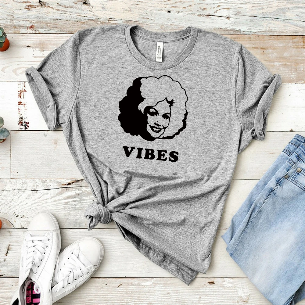 2019 Для женщин Долли футболка Vibes Партон Графические футболки кантри изящная