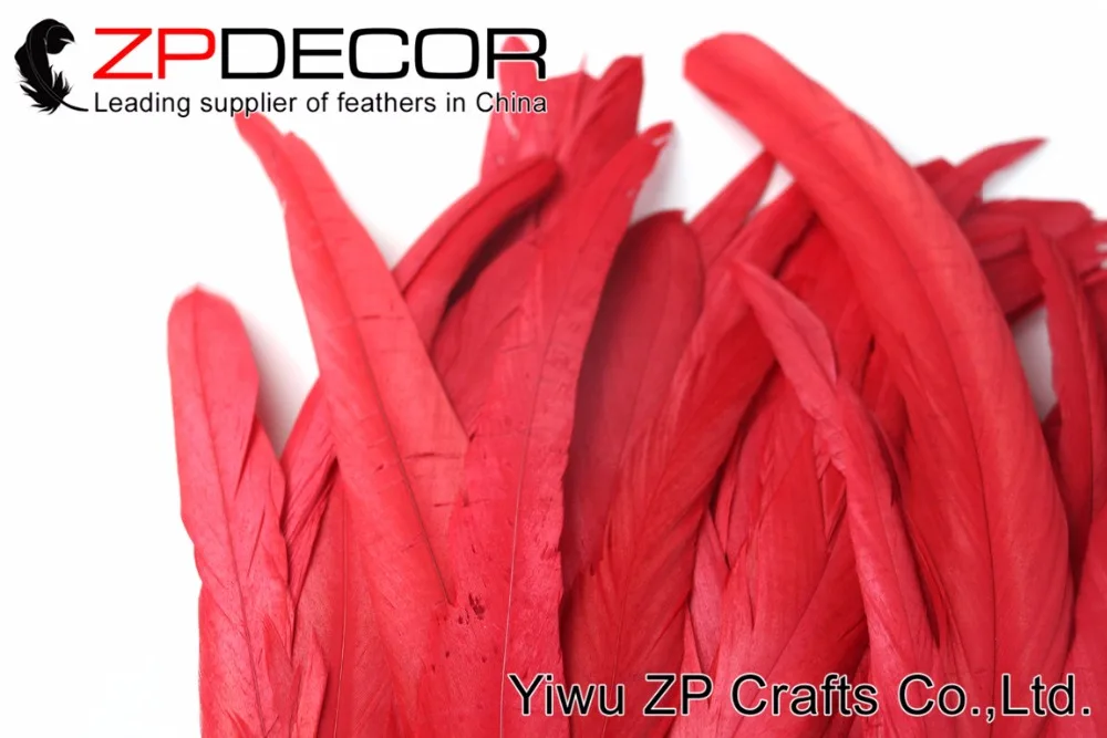 Zpdecor 100 шт./пакет 25-30 см(10-12ich) ручная Сортировка полностью красивое обесцвечивание красные хвостовые перья птиц для свадебного декора