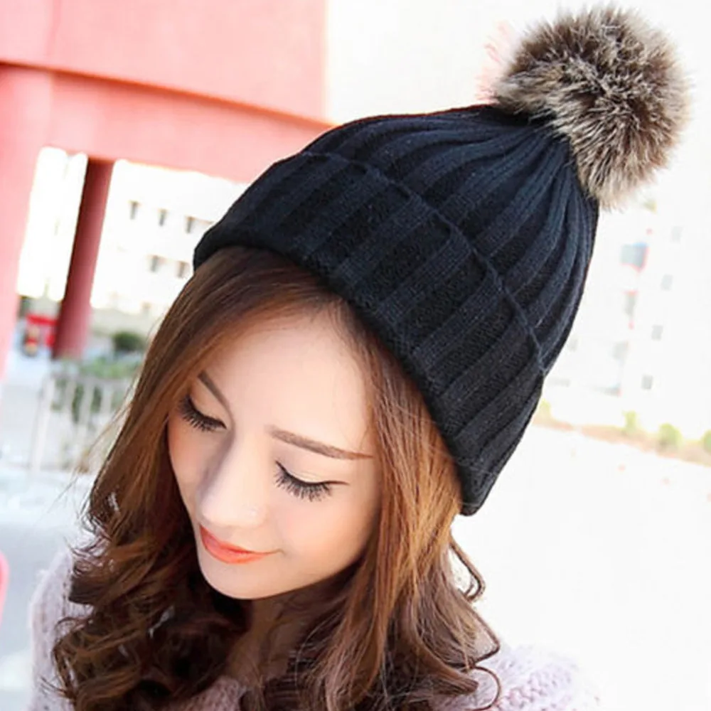 Осенне зимняя шапка из натурального Лисьего меха женская меховая плюша вязаные