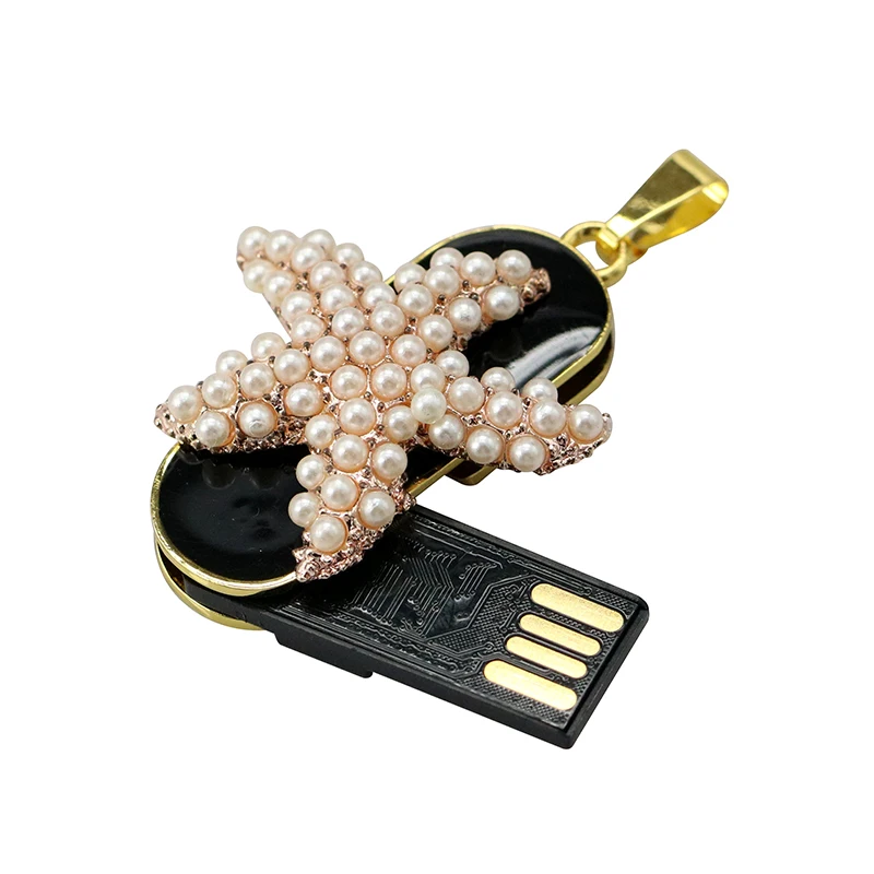 USB флеш накопитель с кристаллами ожерелье на шпильке жемчужный цветок 256 ГБ 16 32 64