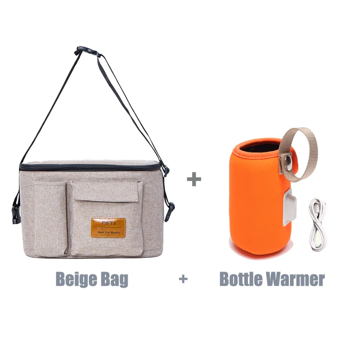 Kahki Bag and warmer PYETA сумка для детских колясок, сумка для подгузников для детских вещей, органайзер для детских принадлежностей, сумка для мам, подвесная коляска, сумка для бутылочек - Цвет: Kahki Bag and warmer