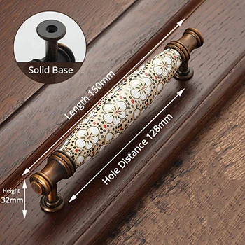 Handle-1019FG-128 Антикварные Бронзовые керамические ручки для шкафов винтажные ручки для ящиков Ручки для дверей шкафа Европейское оборудование для обработки мебели - Цвет: Handle-1019FG-128