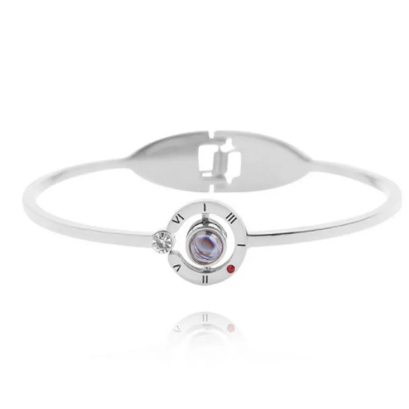 Женский браслет из нержавеющей стали с кристаллами и римскими цифрами на 100