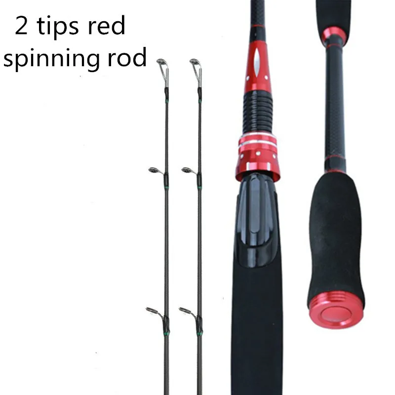 2 наконечника телескопическая карбоновая спиннинговая Удочка M/ML power casing Rod Canne spinng Leurre спиннинговая удочка для рыбалки 1,8 м/2,1 М - Цвет: Зеленый