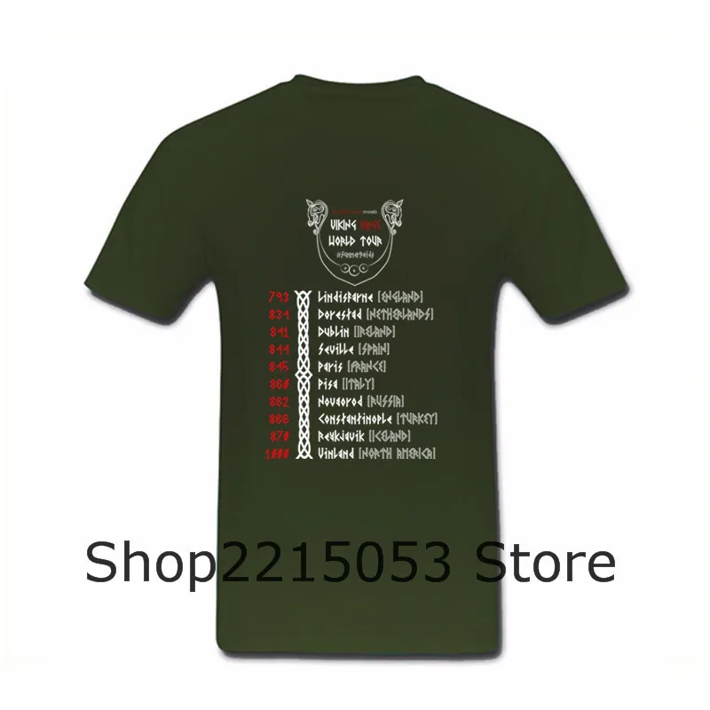 Одежда с короткими рукавами круглым вырезом для мужчин Viking World Тур Дизайн Мода 2017
