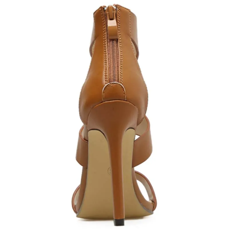 Шпильки женские сандалии с заклепками на лодыжке Обёрточная бумага платформа