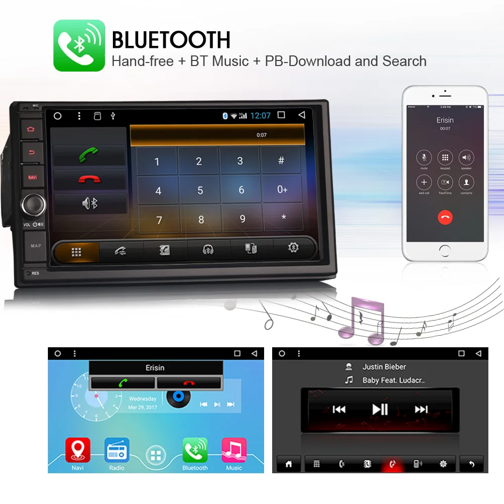 Android 7.1 двойной 2 дин GPS навигации Bluetooth USB SD плеер Sat Nav dab + 3G Wi Fi DVR|navigator bluetooth|sat navcar gps