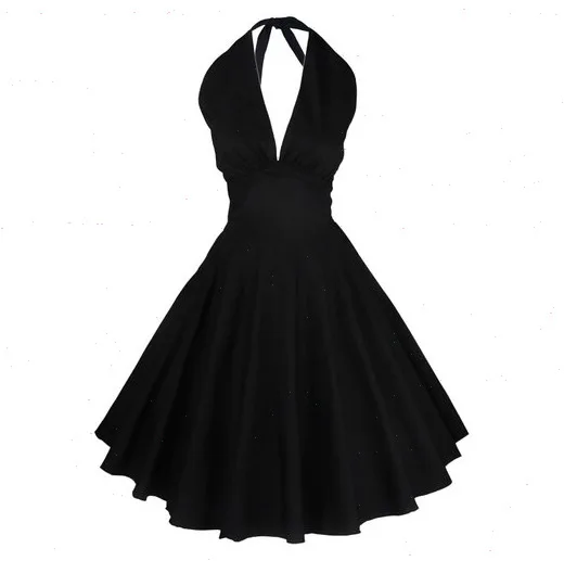 Для женщин 1950 S Ретро Холтер тонкая талия Винтаж Свинг рокабилли платье