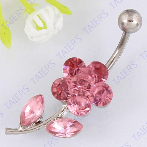 Модное кольцо для пирсинга пупка с цветочным орнаментом простая планка 14G 316L