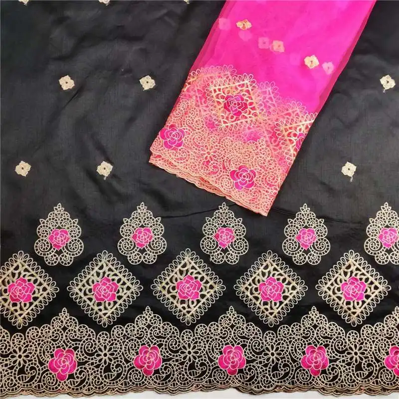 

high class hole design george lace fabric black george wrappers african raw silk george lace fabric Give 2 yards tulle lace