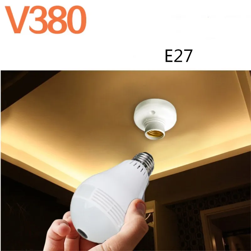 Wi-Fi E27 лампа 3D 1080P 130 точек/дюйм V380 360 градусов панорамная IP рыбий глаз VR камера