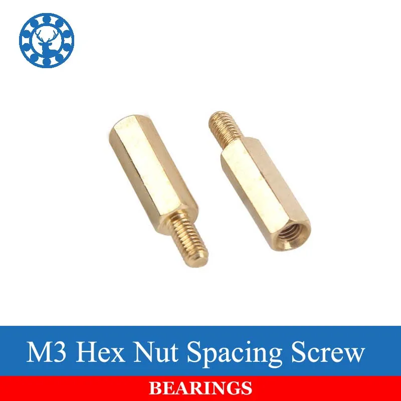 30 шт. M3 + 6 мм Шестигранная гайка винт латунная резьба стойка печатная плата