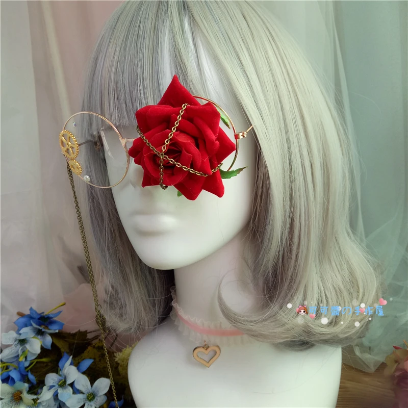 Diy ремесло кто cos круглые плоские очки коробка Лолита Мягкая сестра harajuku сделать мертвые розы женские восстановление древних способов