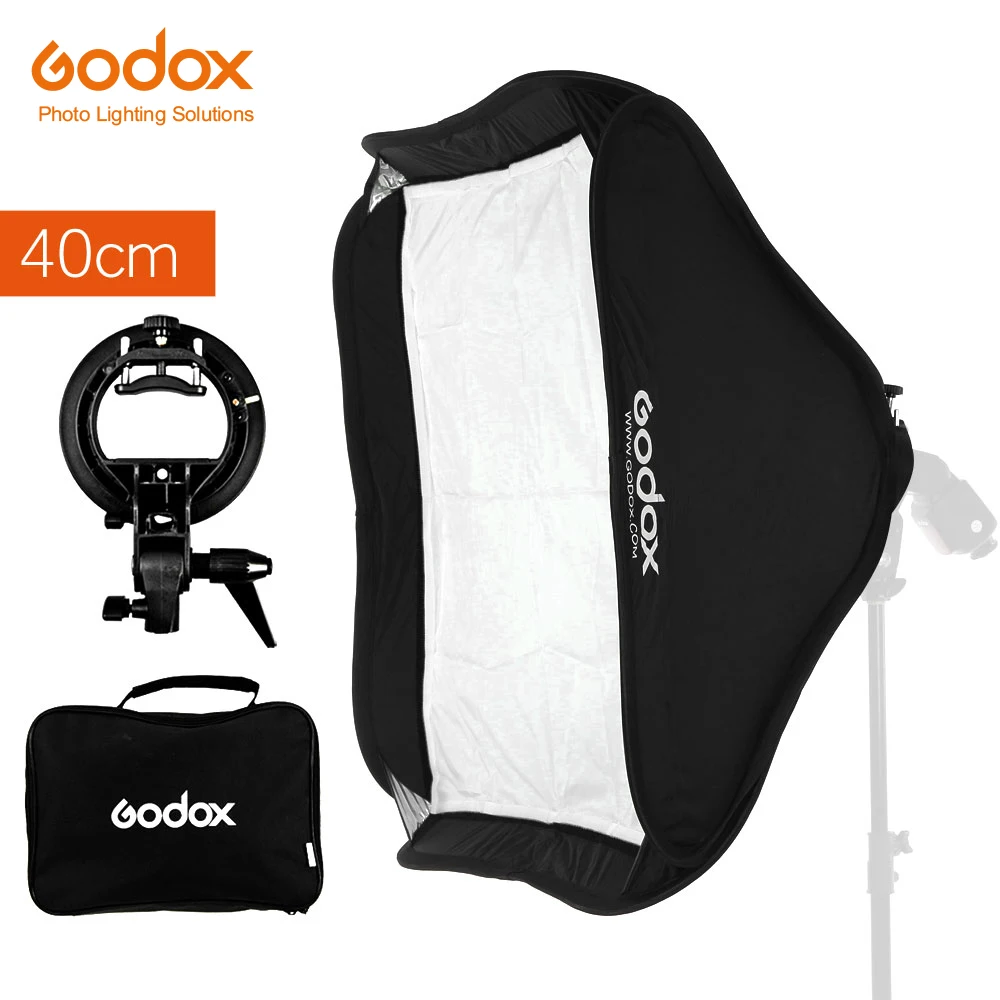 Софтбокс Godox 40x40 см диффузор с S-образным кронштейном держатель Bowens для вспышки