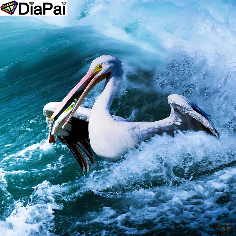 

DiaPai 100% Full Square/Round Drill 5D DIY Diamond Painting "Pelican fish" Diamond Embroidery Cross Stitch 3D Decor A18944