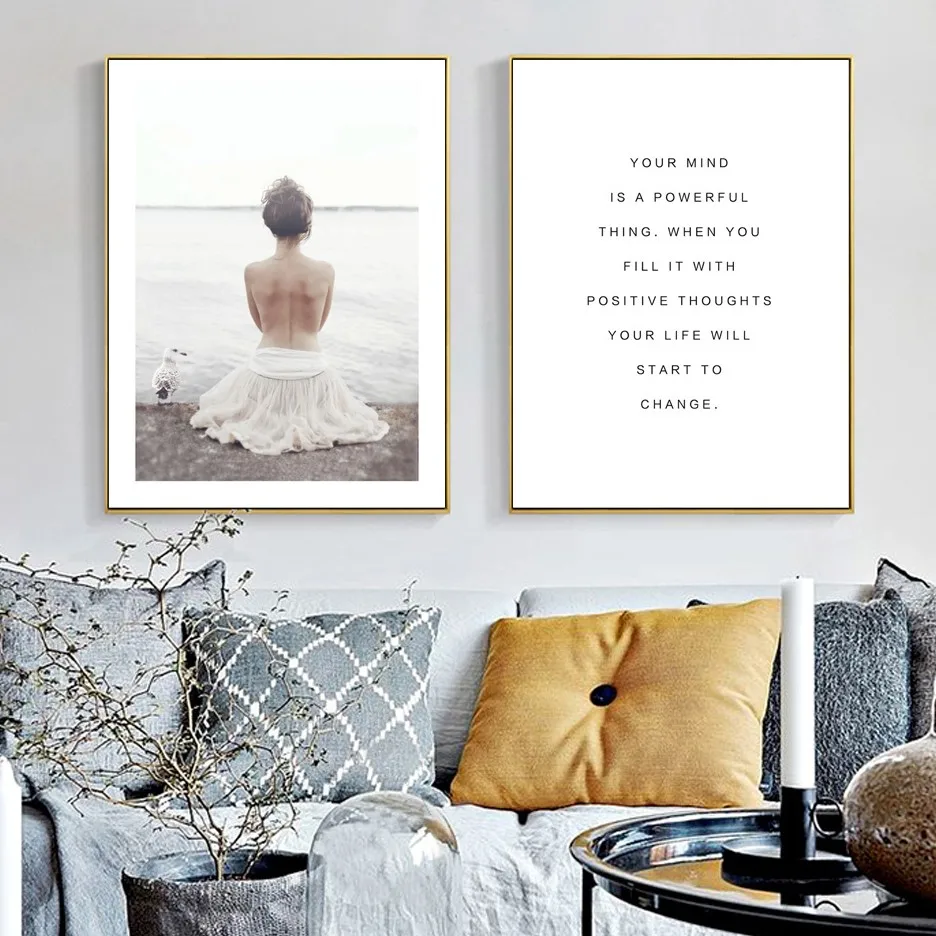 Home Decor Painting Modern Simple Beautiful Girl Letter Wall Pictures For Living Room Canvas Nordic Poster And Prints | Дом и сад