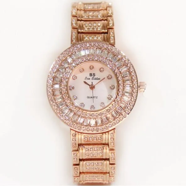 Часы женские модные с австрийскими алмазами розовое золото под платье 2019|clock radio