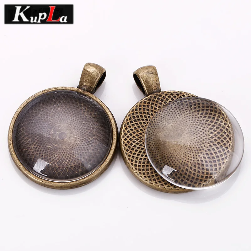 Kupla 25 мм стеклянный кабошон круглый настройки DIY металлические украшения кулоны