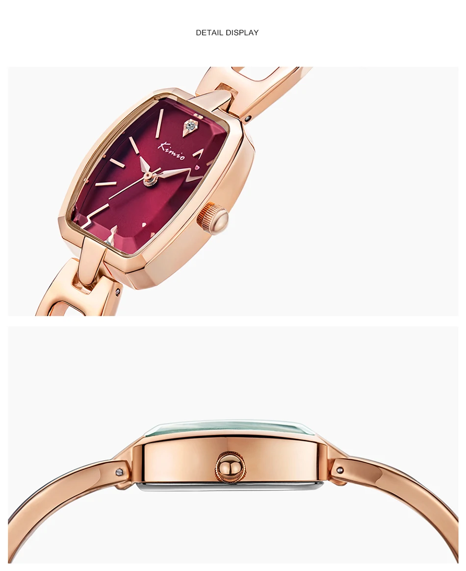 KIMIO роскошные женские часы с браслетом из нержавеющей стали с покрытием из розового золота Женские кварцевые часы Montre Femme с коробкой