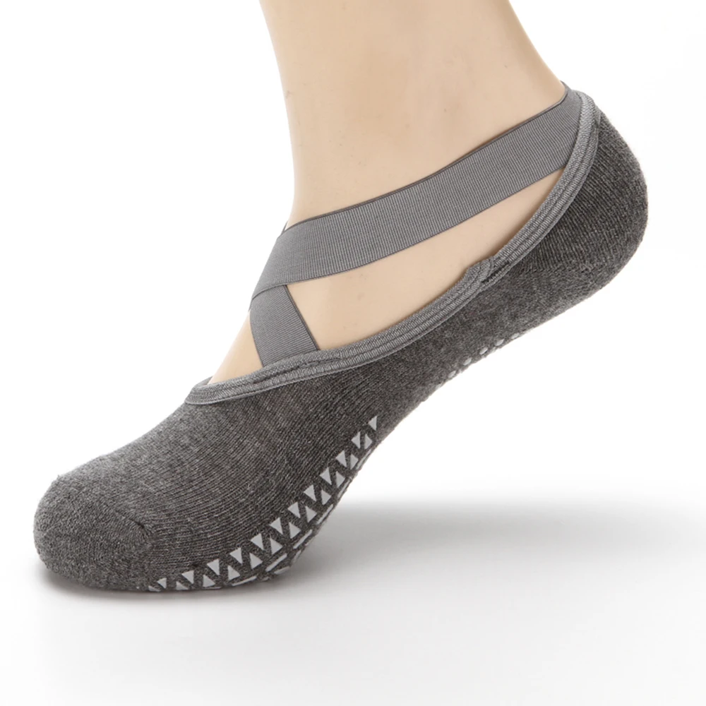 2 пары носков для йоги черные/серые женщин Нескользящие ручки и ремни идеально